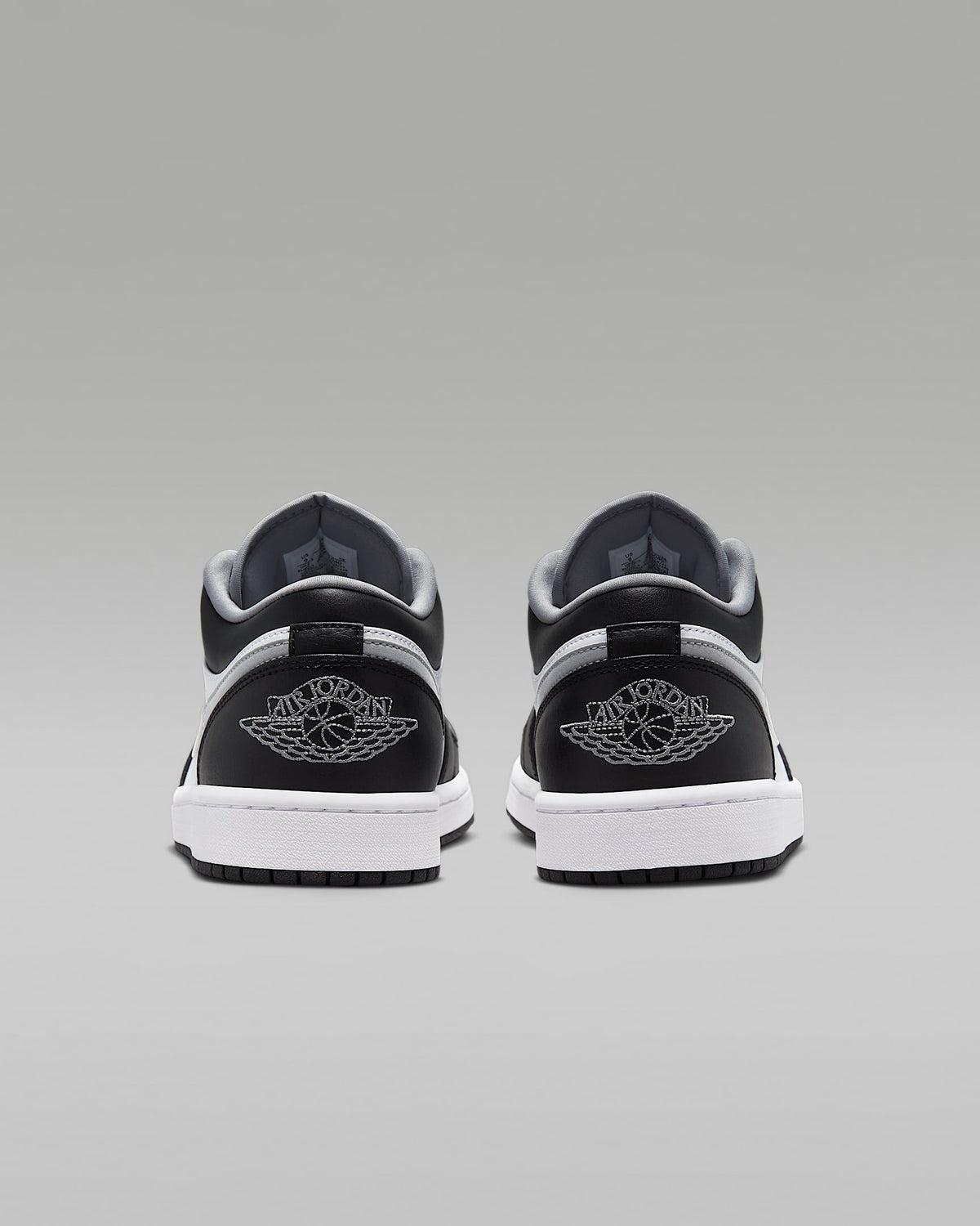 Air Jordan 1 Low OG Black White Grey Swoosh Leather Sneakers