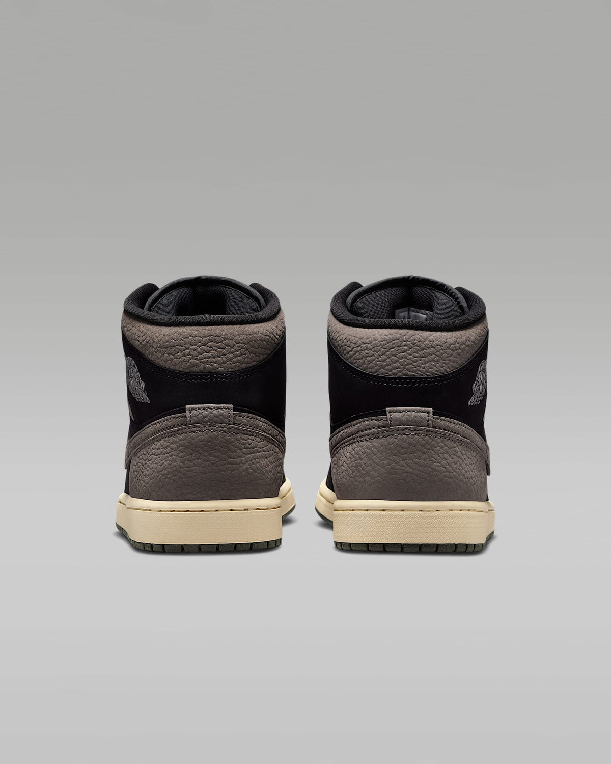Air Jordan 1 Mid OG Black Taupe Suede Leather Sneakers