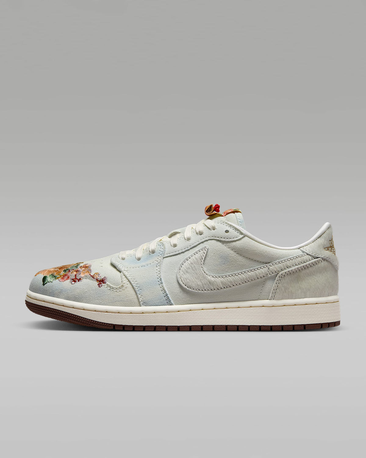 Air Jordan 1 Low OG Light Denim Floral Embroidery Sneakers
