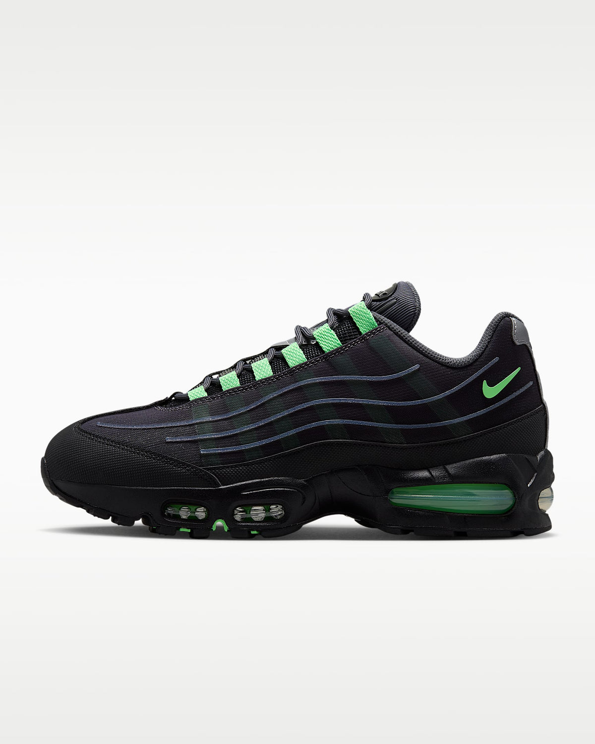 Nike Air Max 95 – Black / Lime Green Mesh Athletic Sneakers