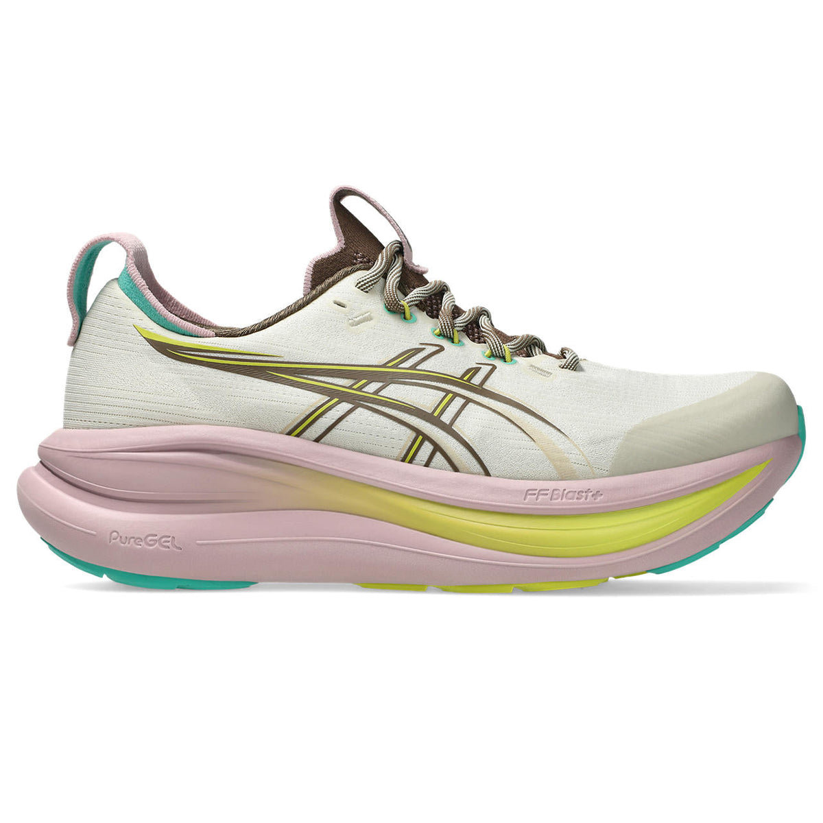 Asics Gel-Nimbus 28 – Off-White/Brown/Pink Running Shoe