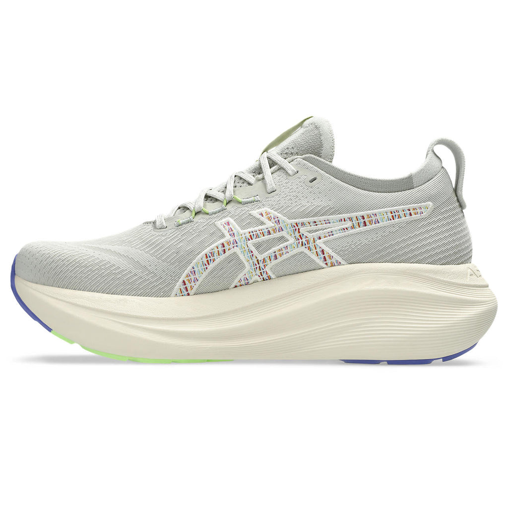Asics Gel-Nimbus 28 – Light Gray/Multicolor Stitch Running Shoe