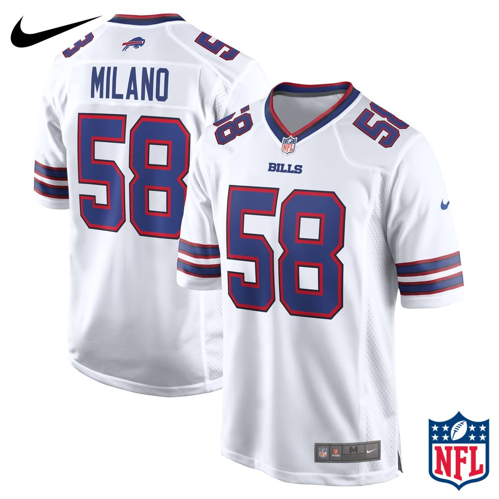 Nike Matt Milano #58 Buffalo Bills White Away Game Jersey