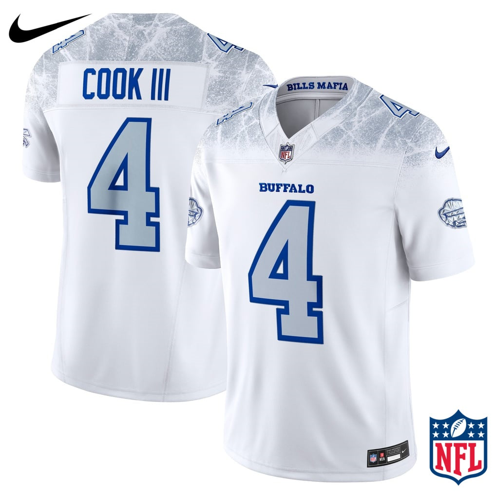 Nike James Cook #4 Buffalo Bills White Away Game Jersey