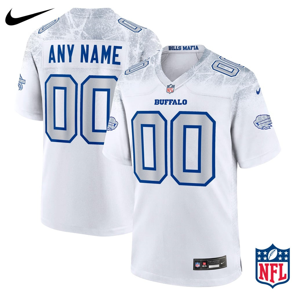 Nike Custom #00 Buffalo Bills White Away Game Jersey