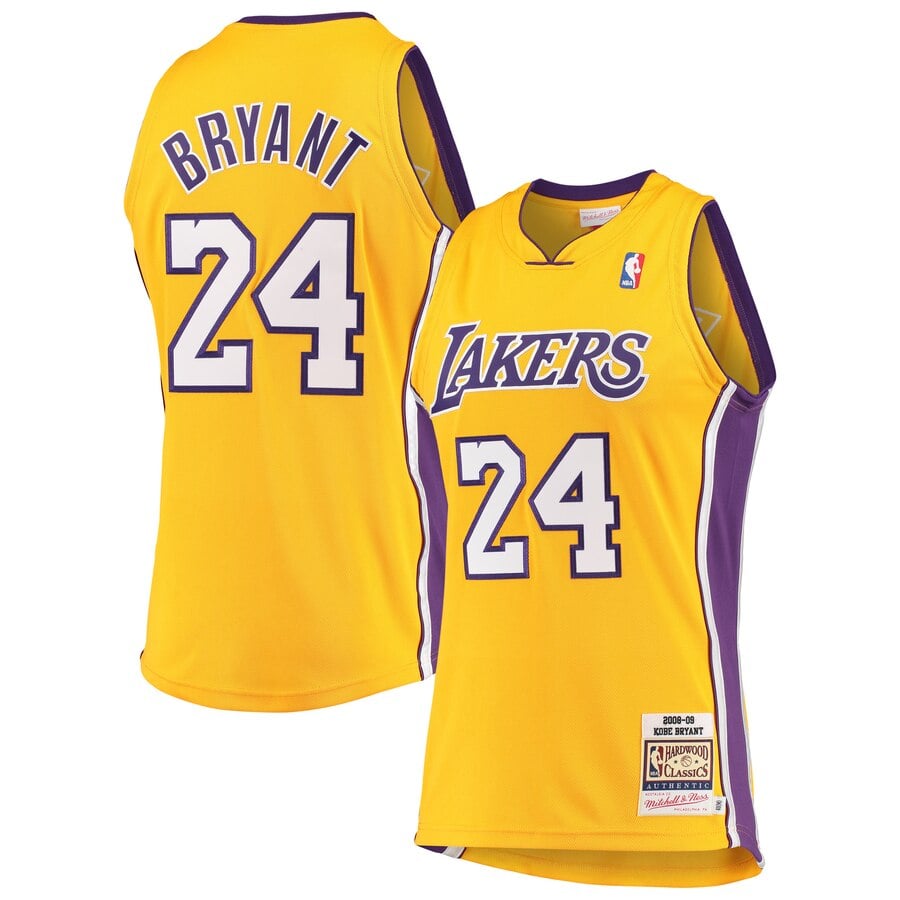 Mitchell & Ness Kobe Bryant #24 Los Angeles Lakers Gold Hardwood Classics Jersey