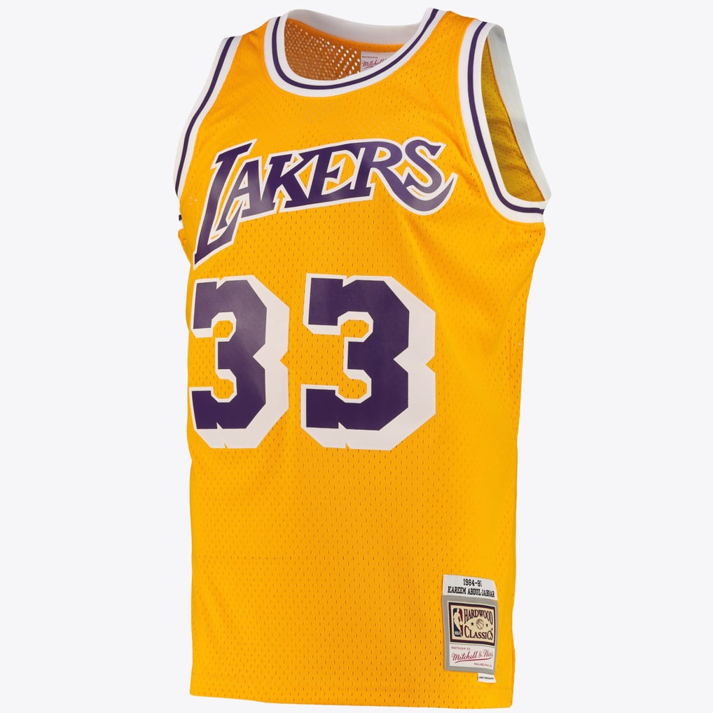 Mitchell & Ness Kareem Abdul-Jabbar #33 Los Angeles Lakers Gold Hardwood Classics Jersey