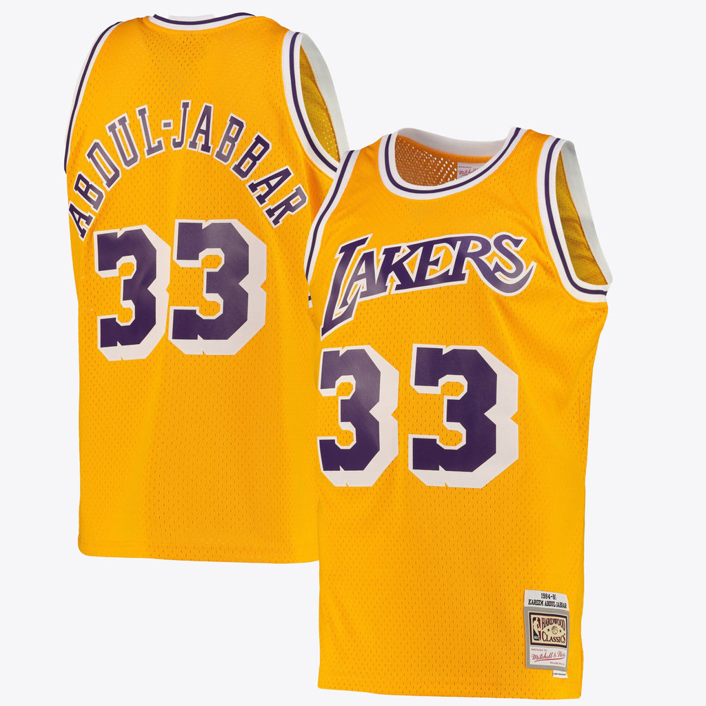 Mitchell & Ness Kareem Abdul-Jabbar #33 Los Angeles Lakers Gold Hardwood Classics Jersey