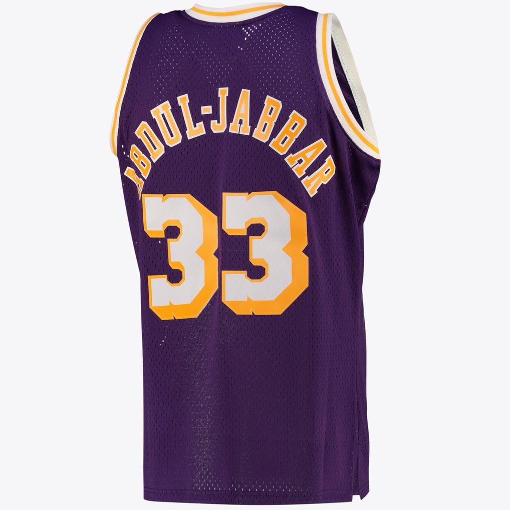 Mitchell & Ness Kareem Abdul-Jabbar #33 Los Angeles Lakers Purple Away Hardwood Classics Jersey