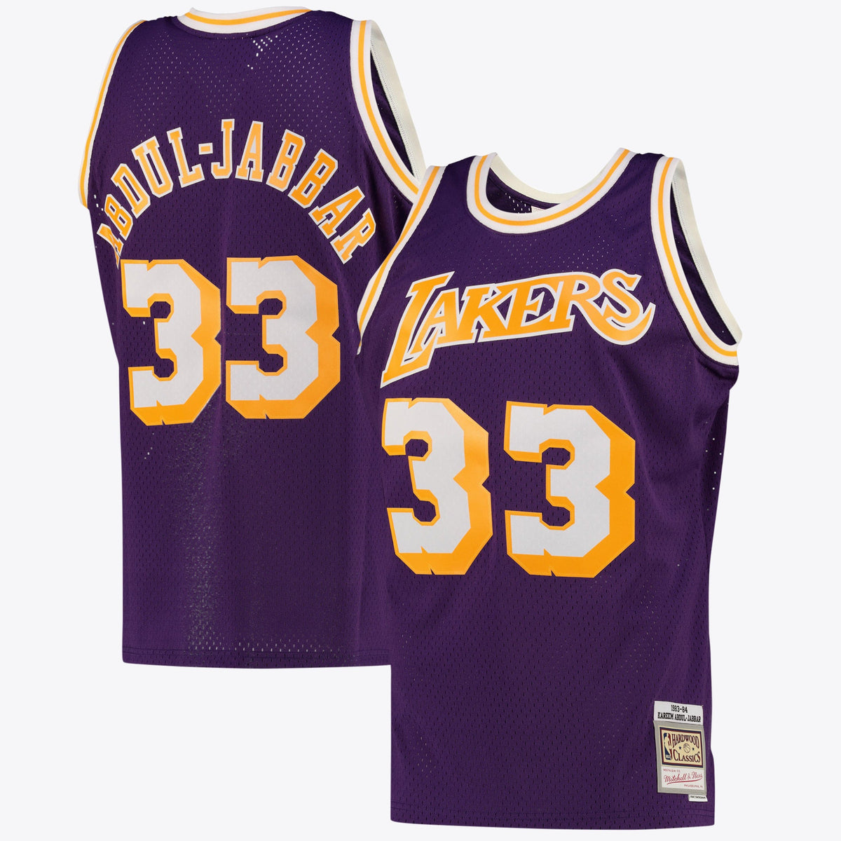 Mitchell & Ness Kareem Abdul-Jabbar #33 Los Angeles Lakers Purple Away Hardwood Classics Jersey