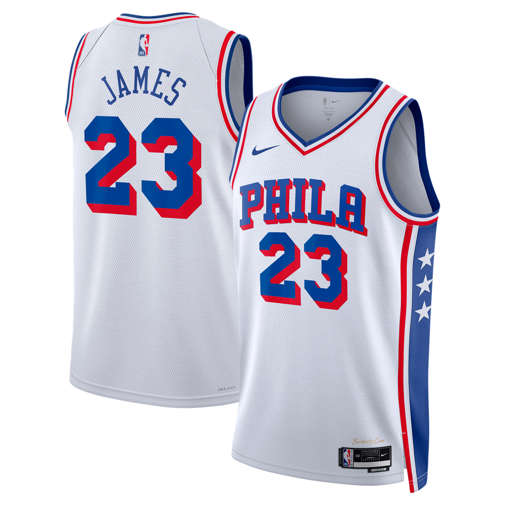 Nike LeBron James #23 Philadelphia 76ers White Away Swingman Jersey