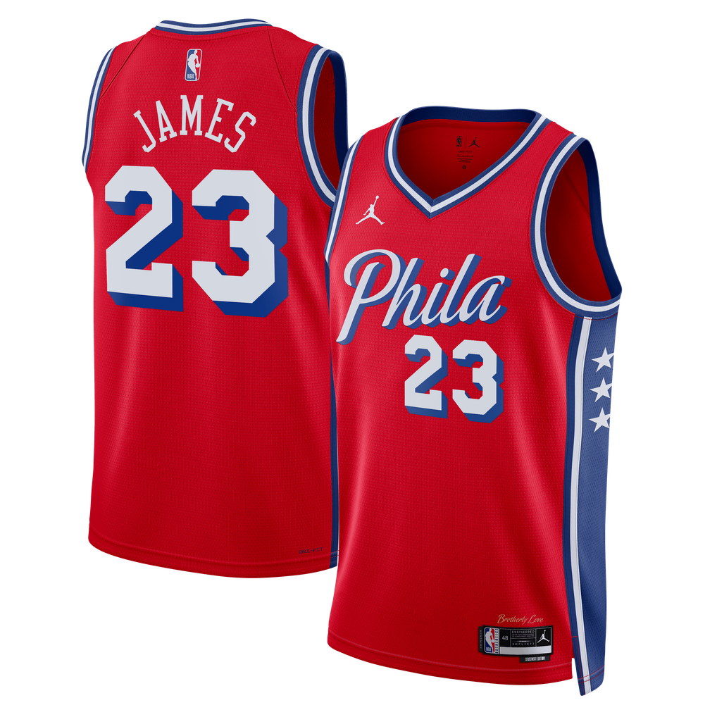 Jordan Brand LeBron James #23 Philadelphia 76ers Red Home Swingman Jersey