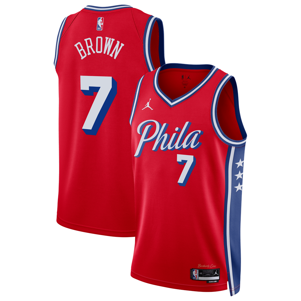 Jordan Brand Jaylen Brown #7 Philadelphia 76ers Red Home Swingman Jersey