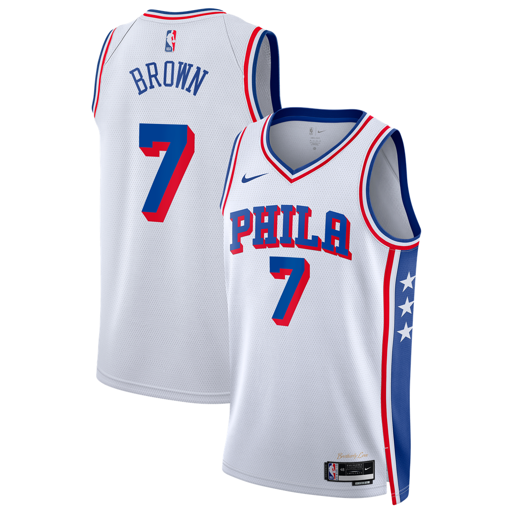 Nike Jaylen Brown #7 Philadelphia 76ers White Away Swingman Jersey