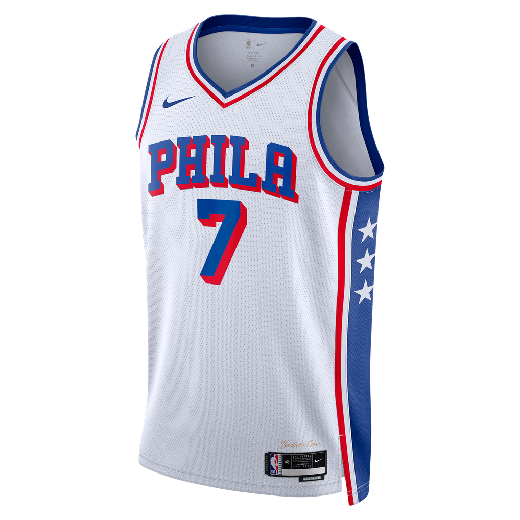 Nike Jaylen Brown #7 Philadelphia 76ers White Away Swingman Jersey