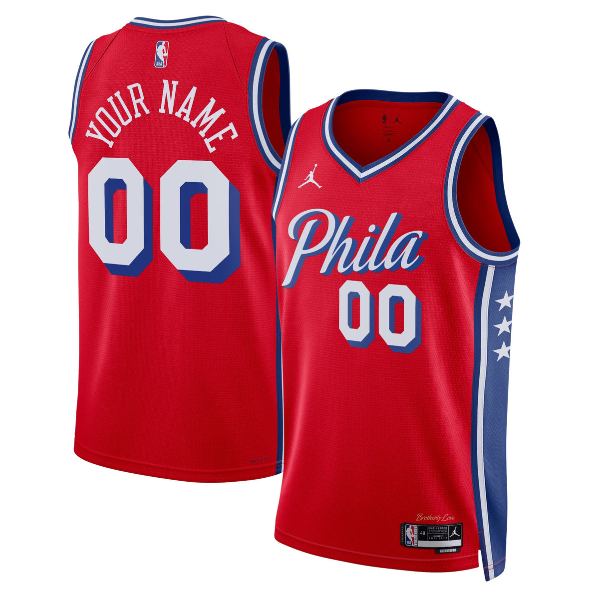 Jordan Brand Philadelphia 76ers Custom Red Home Swingman Jersey