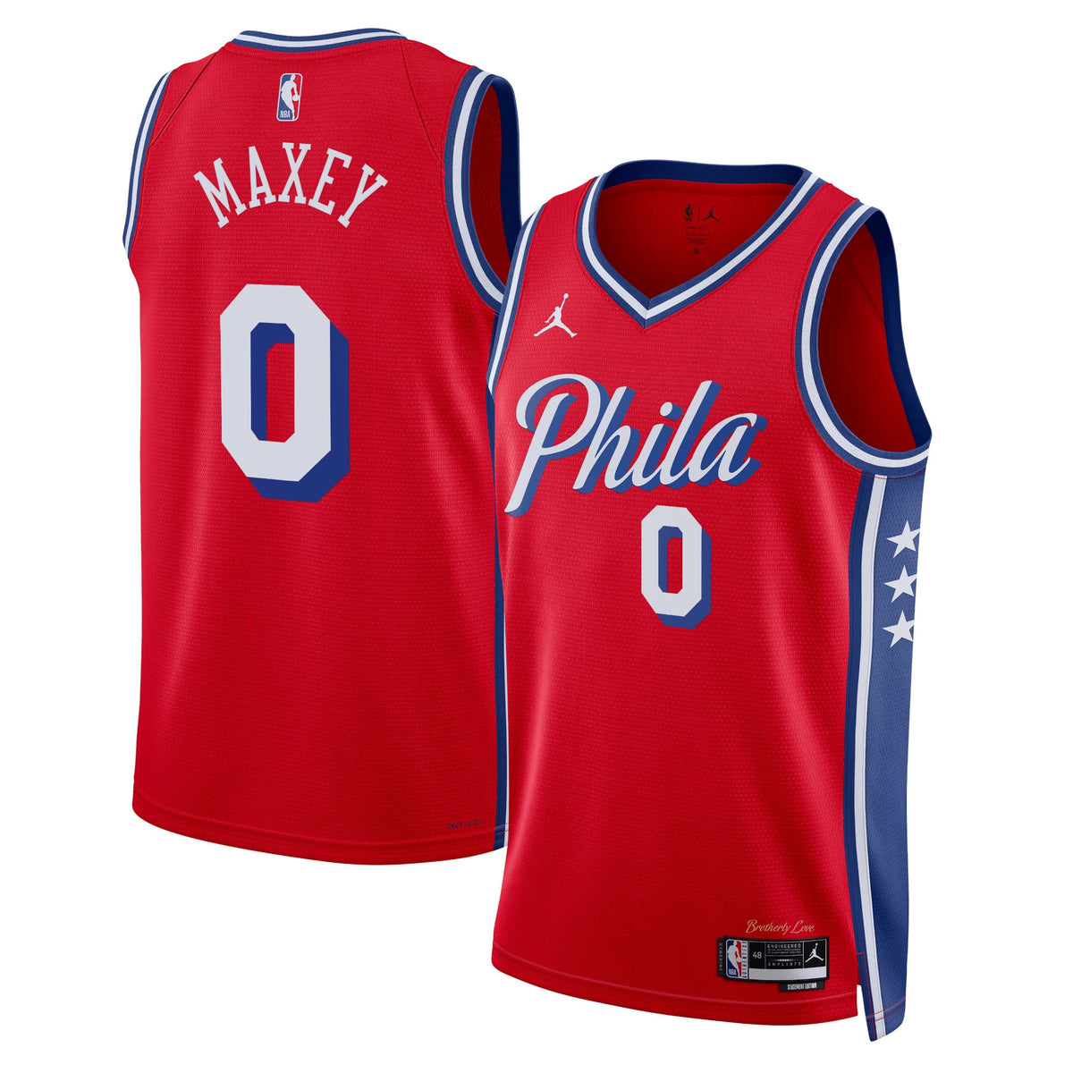 Jordan Brand Tyrese Maxey #0 Philadelphia 76ers Red Home Swingman Jersey