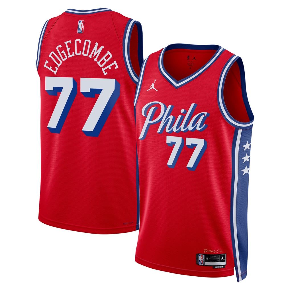 Jordan Brand Jared Edgecombe #77 Philadelphia 76ers Red Home Swingman Jersey