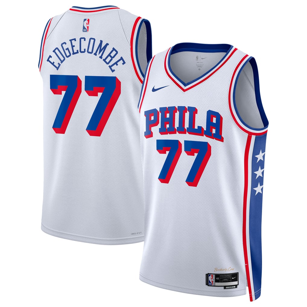 Nike Jared Edgecombe #77 Philadelphia 76ers White Away Swingman Jersey