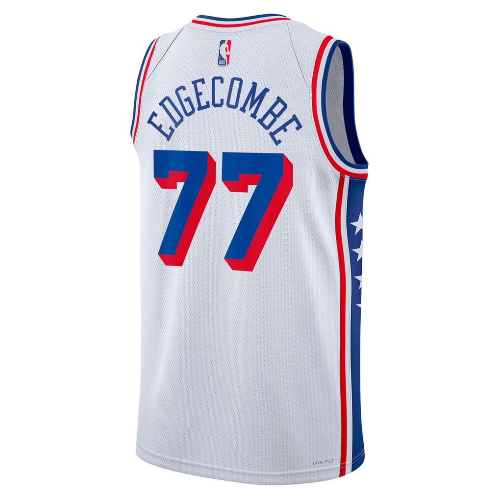 Nike Jared Edgecombe #77 Philadelphia 76ers White Away Swingman Jersey