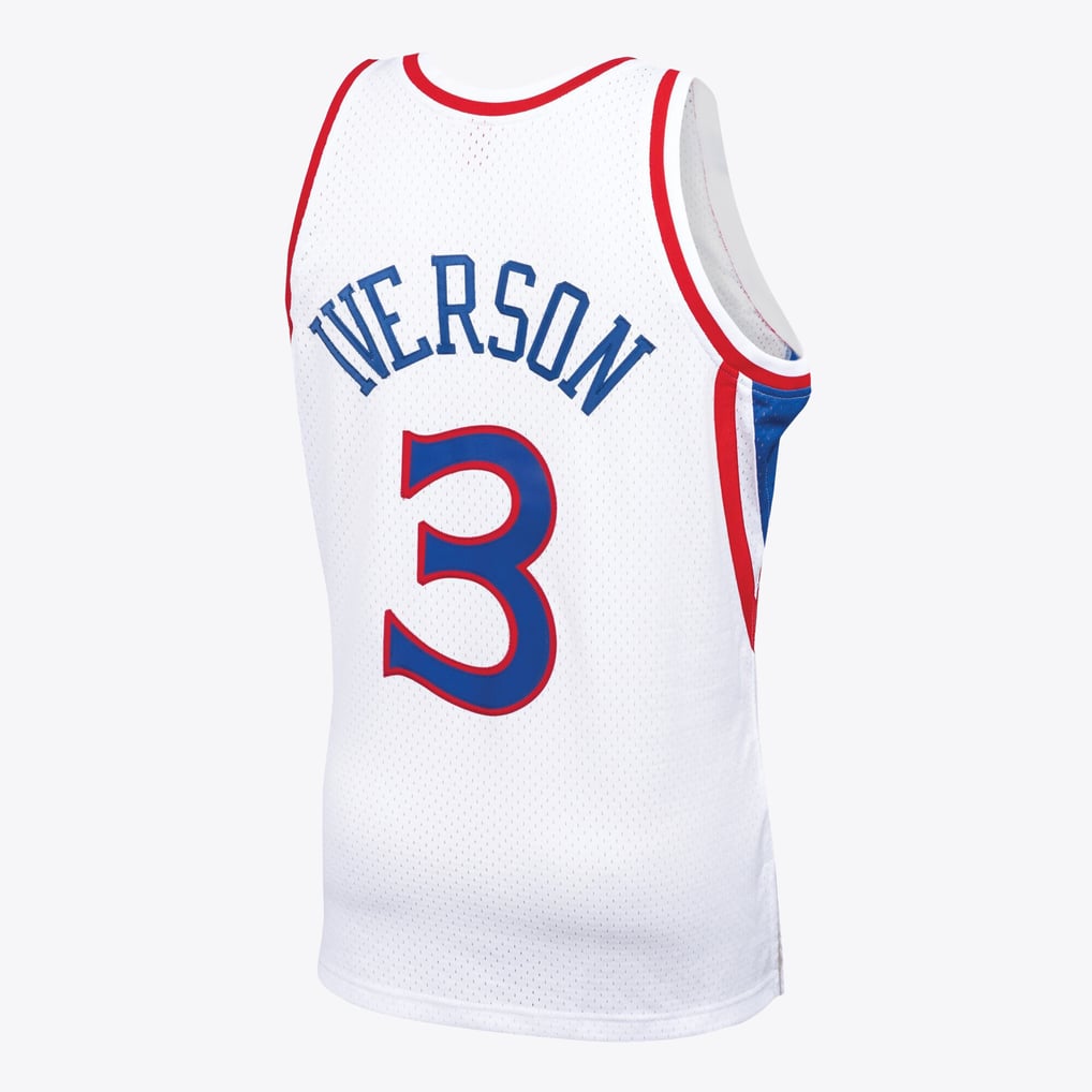 Mitchell & Ness Allen Iverson #3 Philadelphia 76ers White Hardwood Classics Jersey