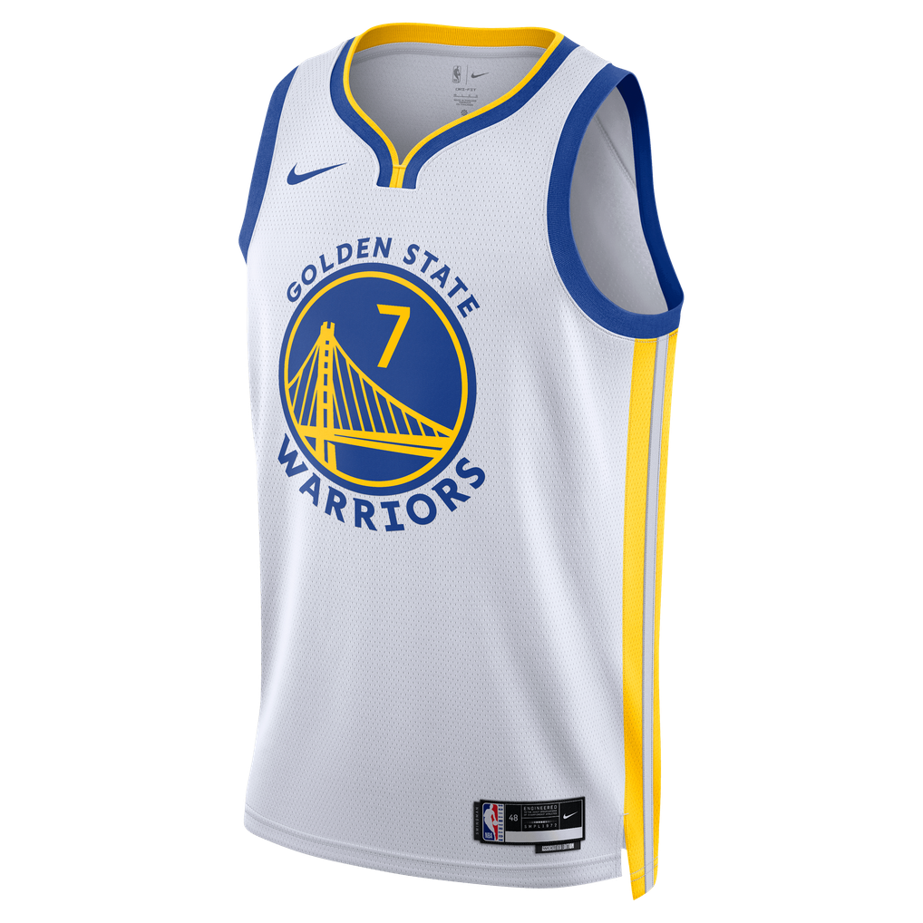 Nike Kristaps Porzingis #7 Golden State Warriors White Away Swingman Jersey