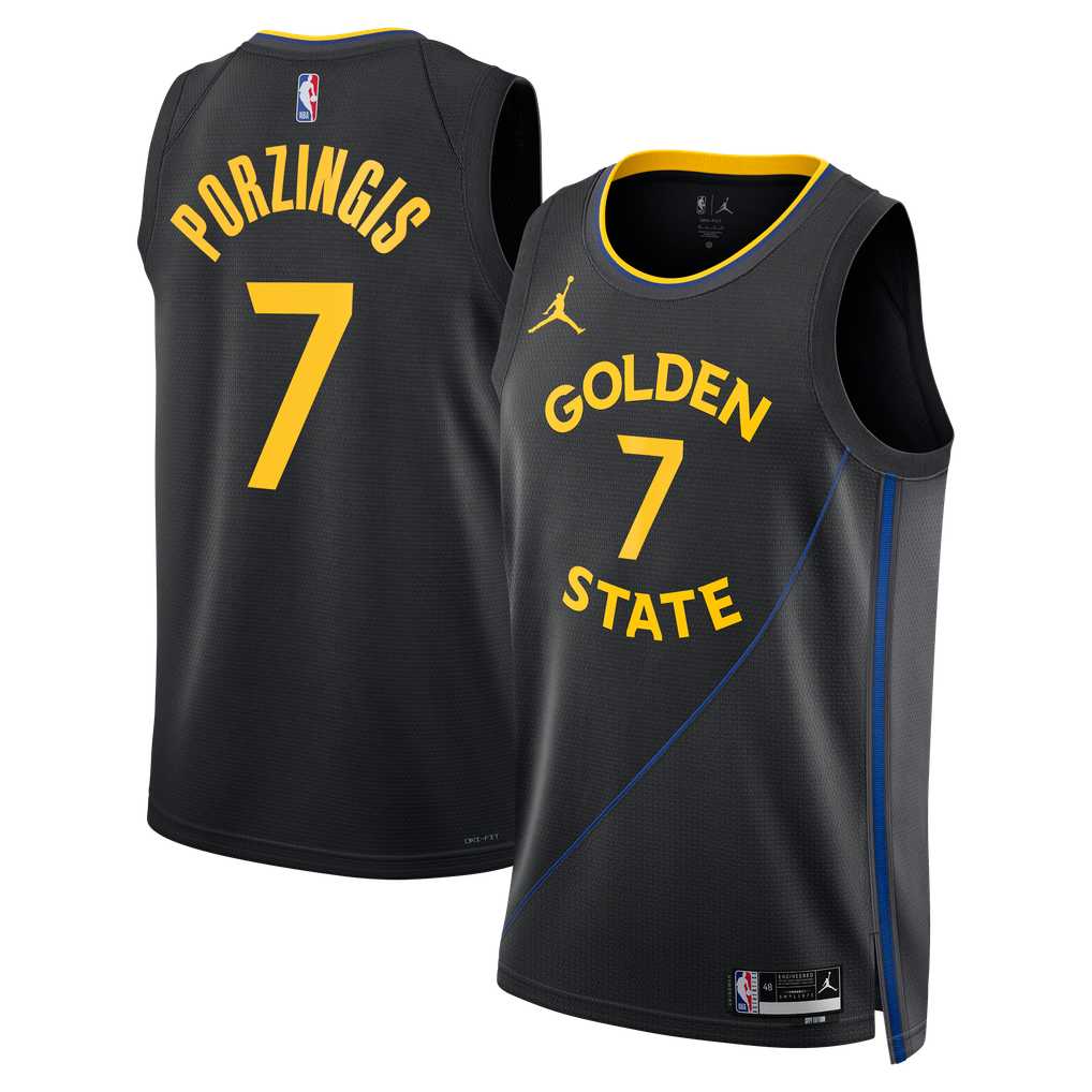 Jordan Brand Kristaps Porzingis #7 Golden State Warriors Black Statement Edition Swingman Jersey