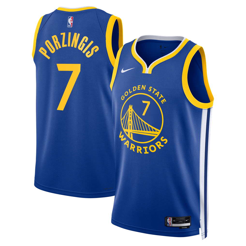 Nike Kristaps Porzingis #7 Golden State Warriors Royal Blue Home Swingman Jersey