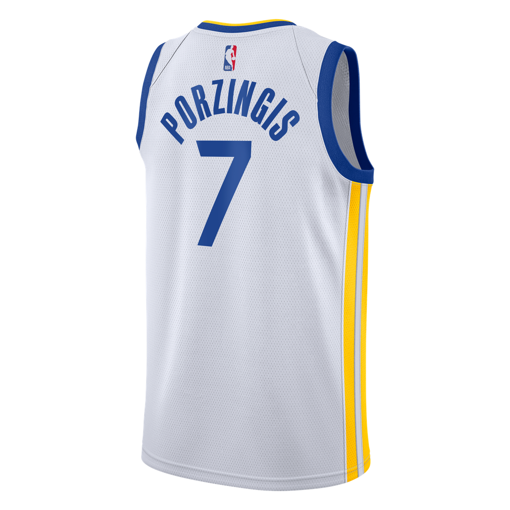 Nike Kristaps Porzingis #7 Golden State Warriors White Away Swingman Jersey