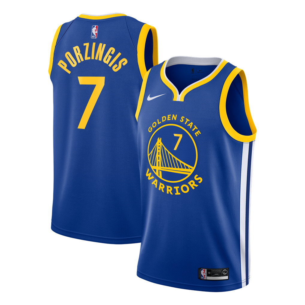 Nike Kristaps Porzingis #7 Golden State Warriors Royal Blue Home Swingman Jersey