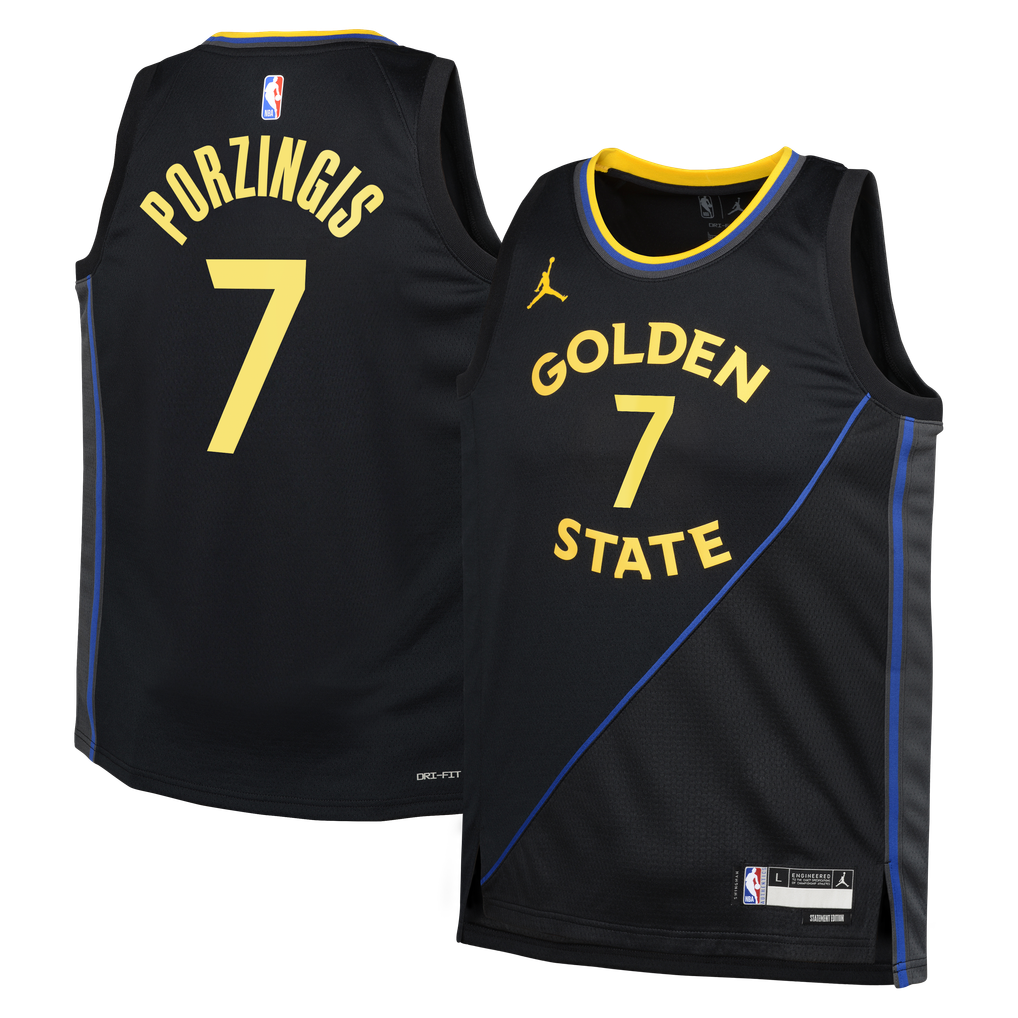 Jordan Brand Kristaps Porzingis #7 Golden State Warriors Black Statement Edition Swingman Jersey