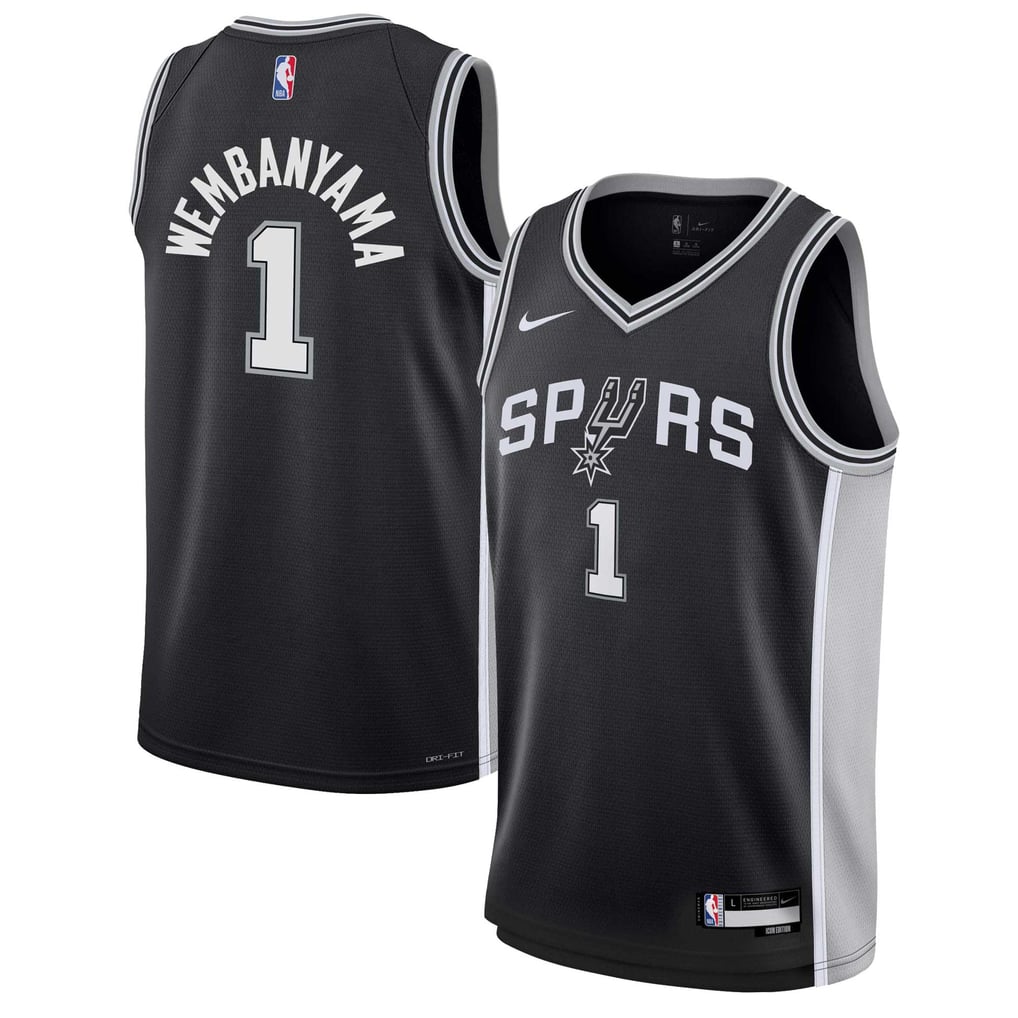 Nike Victor Wembanyama #1 San Antonio Spurs Black Icon Edition Swingman Jersey