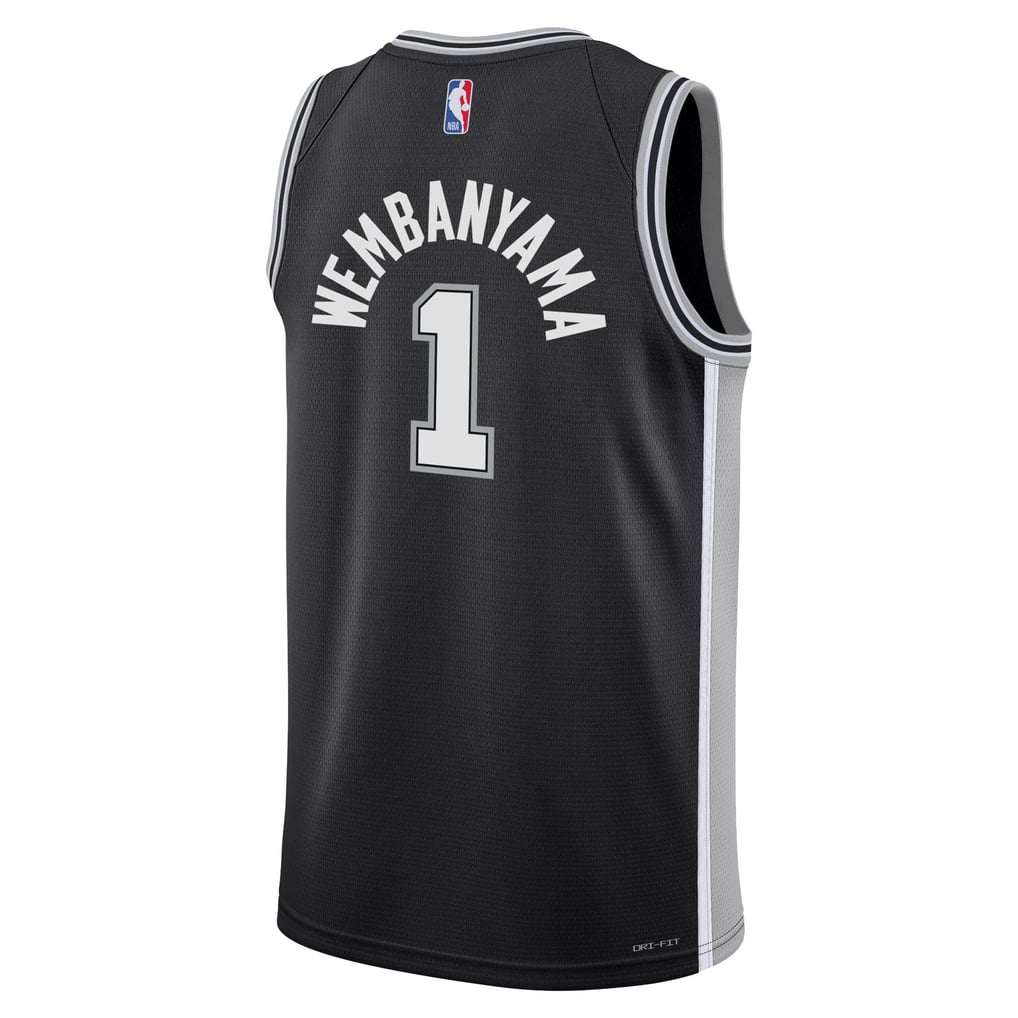 Nike Victor Wembanyama #1 San Antonio Spurs Black Icon Edition Swingman Jersey