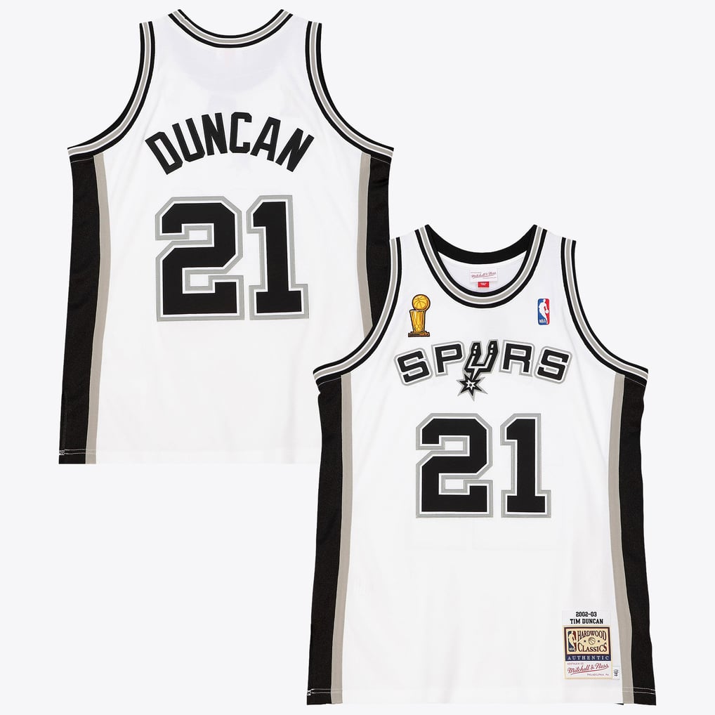 Mitchell & Ness Tim Duncan #21 San Antonio Spurs 2002-03 Finals Authentic Hardwood Classics Jersey