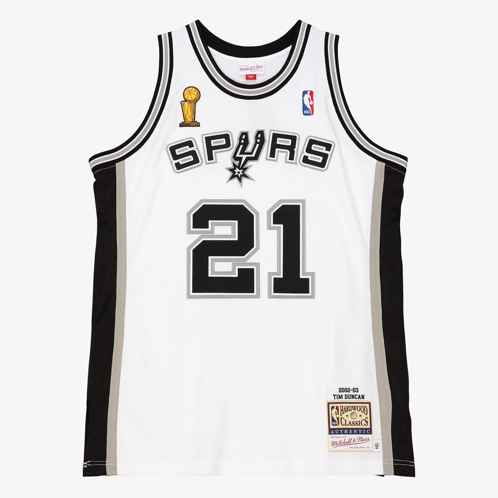 Mitchell & Ness Tim Duncan #21 San Antonio Spurs 2002-03 Finals Authentic Hardwood Classics Jersey