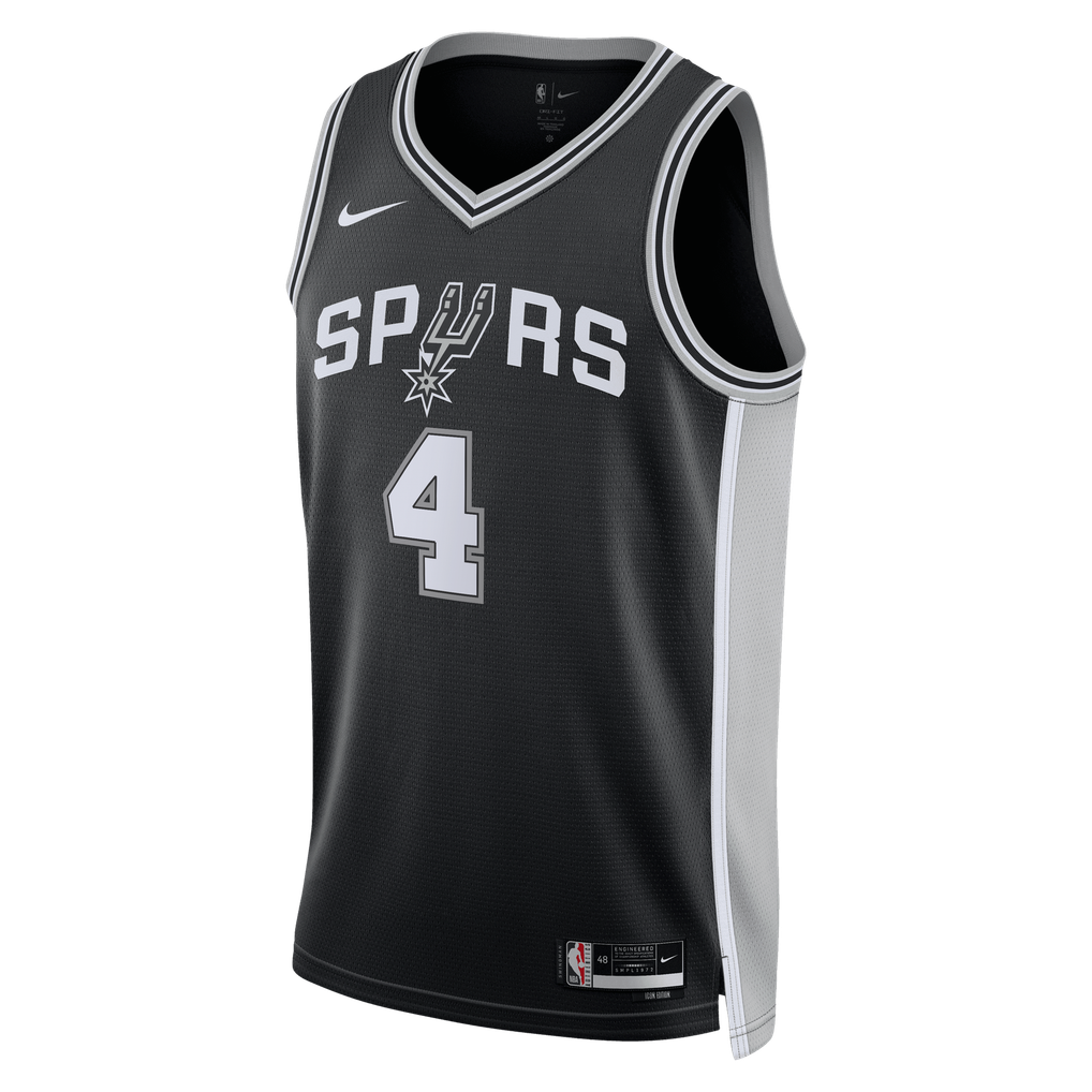 Nike De'Aaron Fox #4 San Antonio Spurs Black Icon Jersey