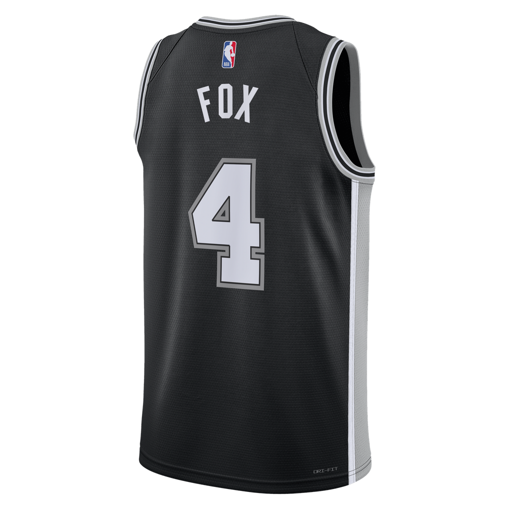 Nike De'Aaron Fox #4 San Antonio Spurs Black Icon Jersey