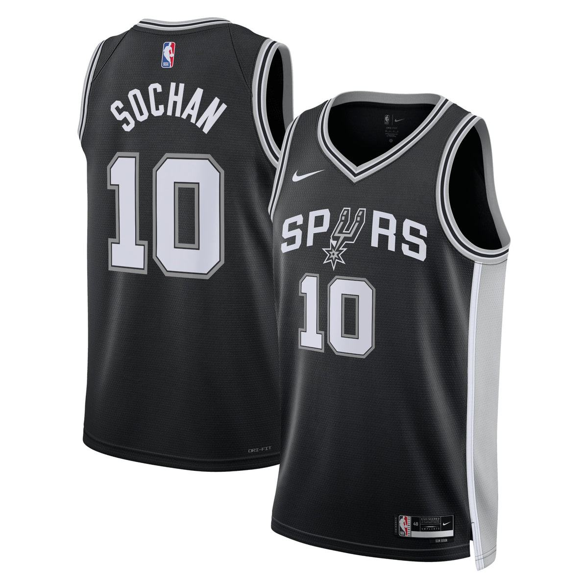 Nike Jeremy Sochan #10 San Antonio Spurs Black Icon Jersey