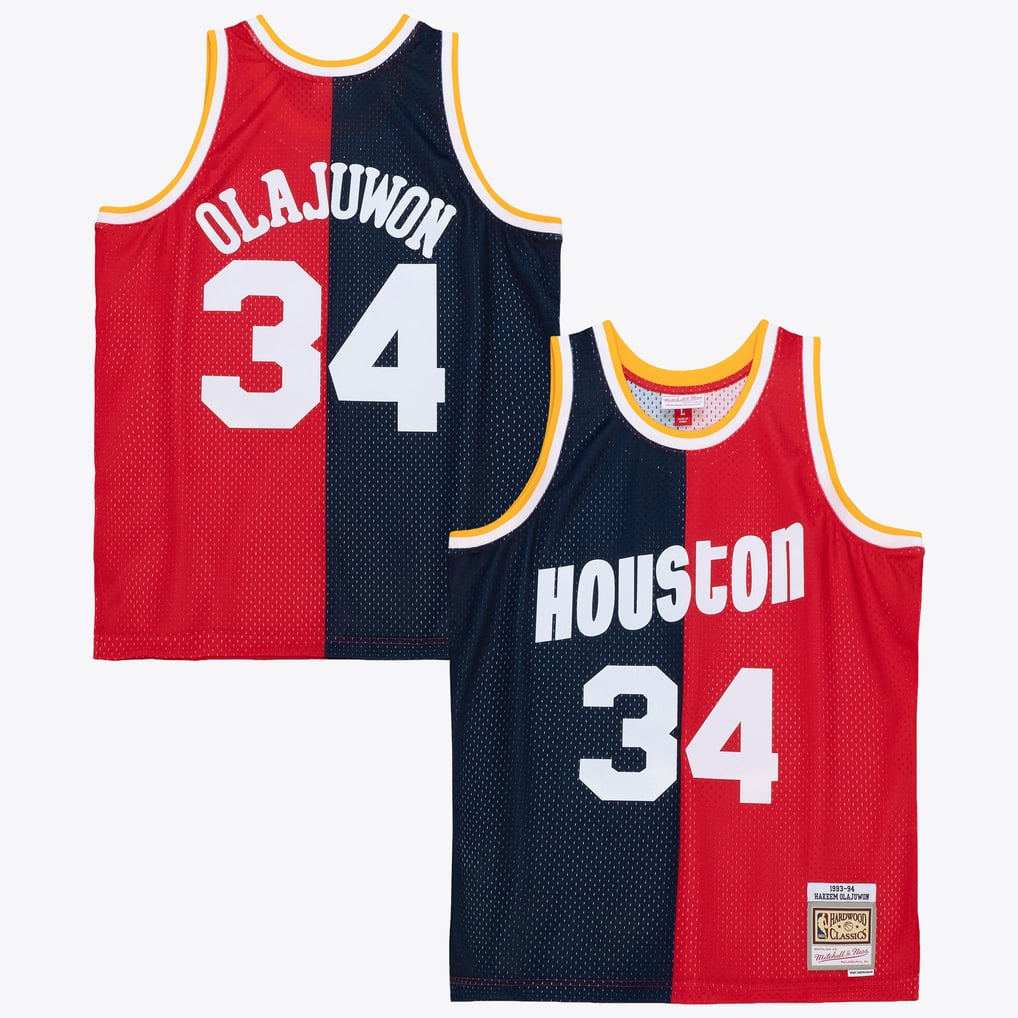 Mitchell & Ness Hakeem Olajuwon #34 Houston Rockets Split Hardwood Classics Swingman Jersey