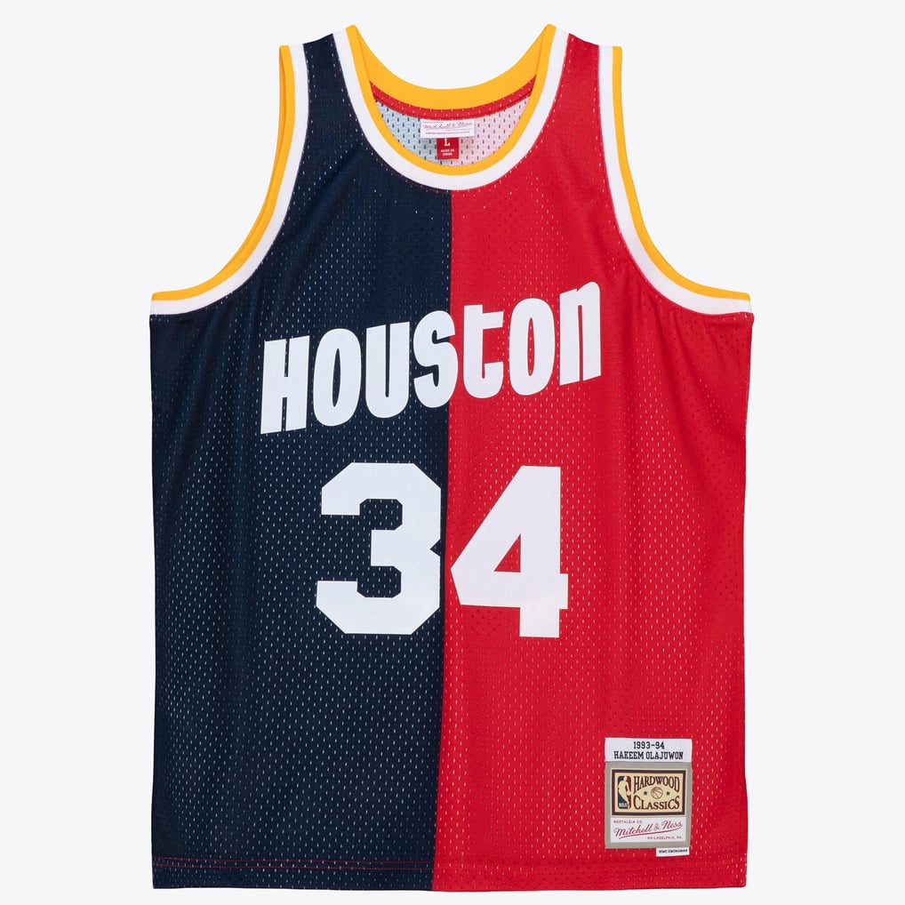 Mitchell & Ness Hakeem Olajuwon #34 Houston Rockets Split Hardwood Classics Swingman Jersey