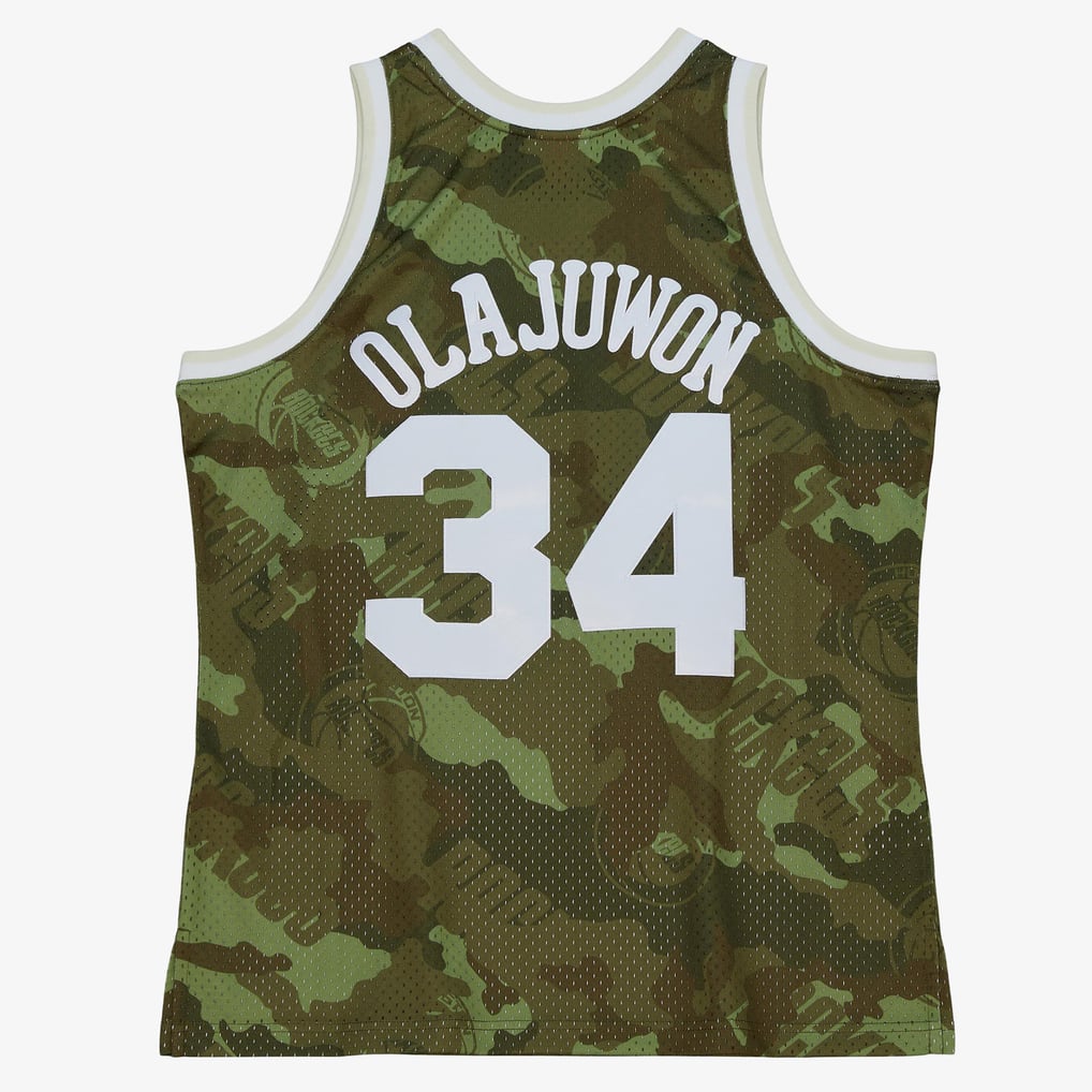 Mitchell & Ness Hakeem Olajuwon #34 Houston Rockets Camo Hardwood Classics Swingman Jersey