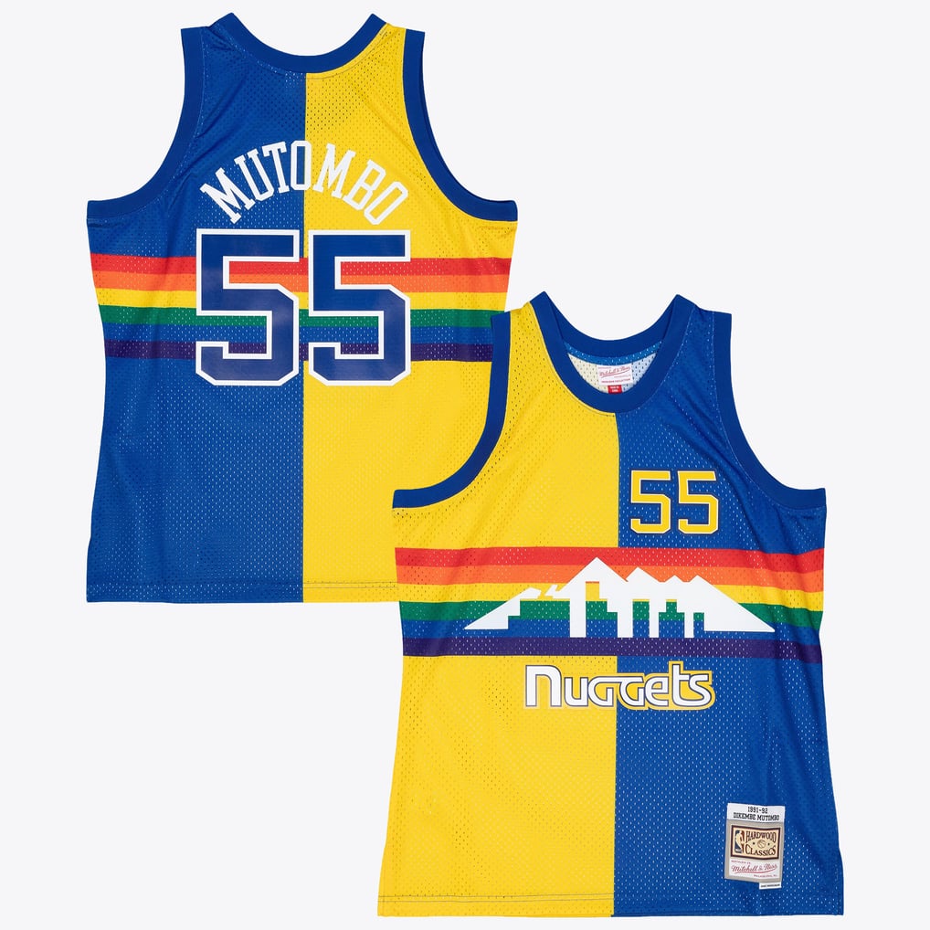 Mitchell & Ness Denver Nuggets Dikembe Mutombo #55 1991-92 Split Hardwood Classics Swingman Jersey