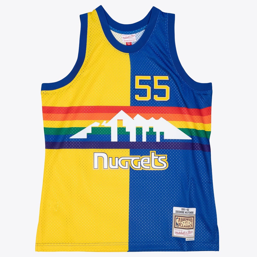 Mitchell & Ness Denver Nuggets Dikembe Mutombo #55 1991-92 Split Hardwood Classics Swingman Jersey