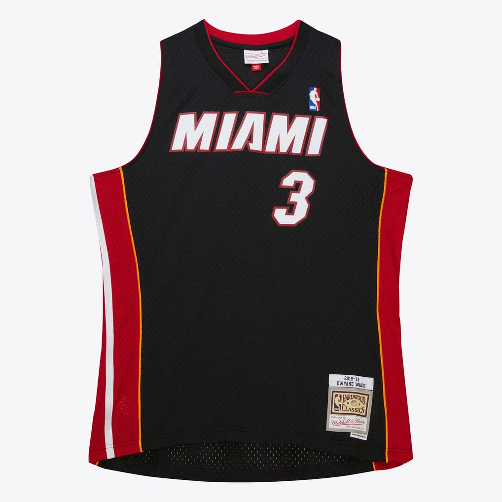 Nike nba store Mitchell & Ness Miami Heat Dwyane Wade #3 Hardwood Classics 2012-13 Swingman Jersey – Black basketball jerseys