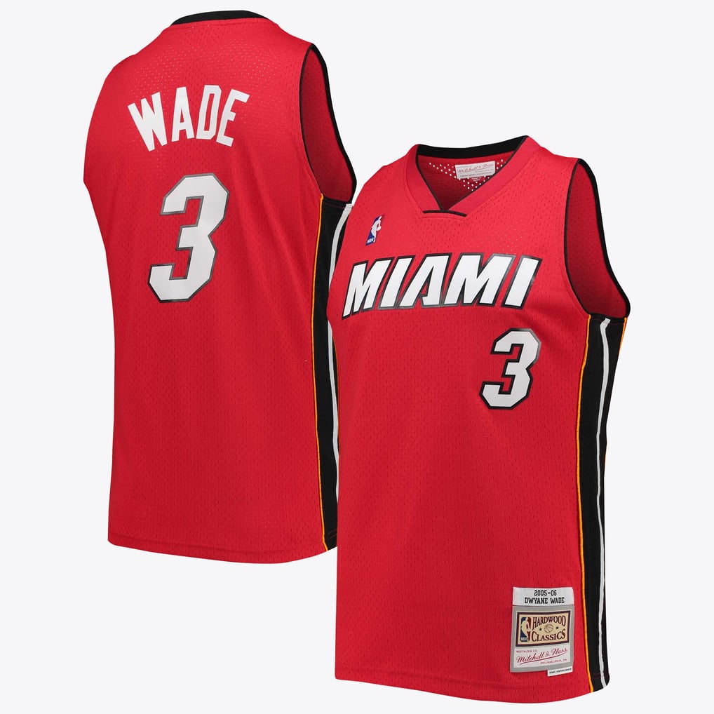 Nike nba store Mitchell & Ness Miami Heat Dwyane Wade #3 Hardwood Classics 2005-06 Swingman Jersey – Red basketball jerseys
