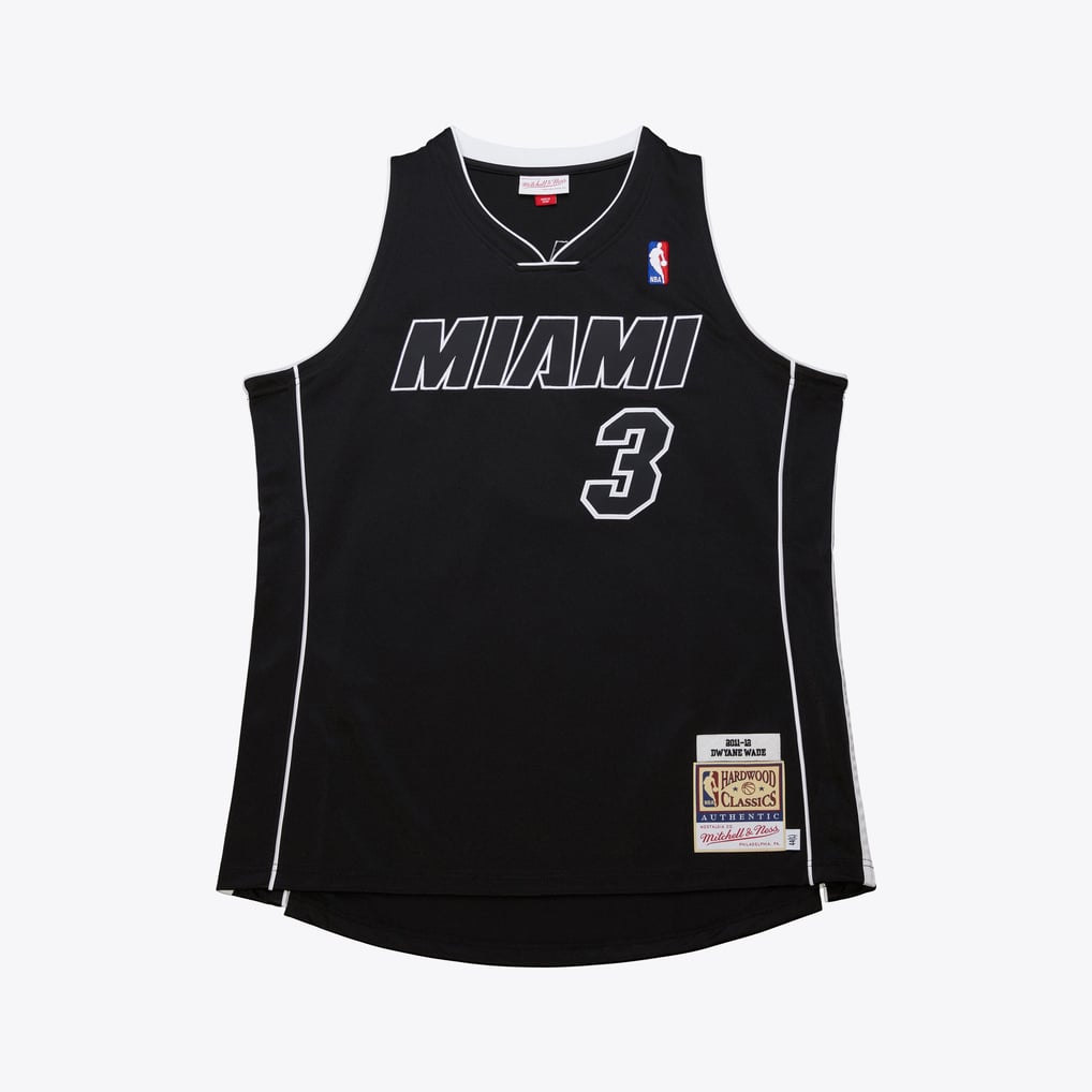 Nike nba store Mitchell & Ness Miami Heat Dwyane Wade #3 Hardwood Classics 2011-12 Authentic Jersey – Black  basketball jerseys