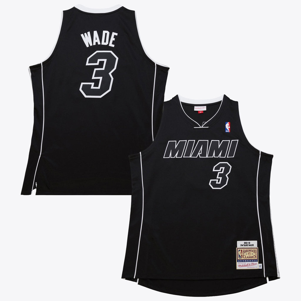 Nike nba store Mitchell & Ness Miami Heat Dwyane Wade #3 Hardwood Classics 2011-12 Authentic Jersey – Black  basketball jerseys