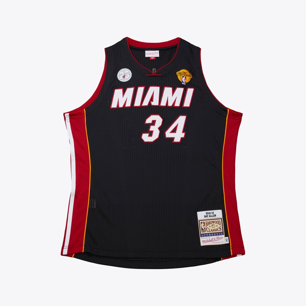 Nike nba store Mitchell & Ness Miami Heat Ray Allen #34 Hardwood Classics 2012-13 Authentic Finals Jersey – Black basketball jerseys