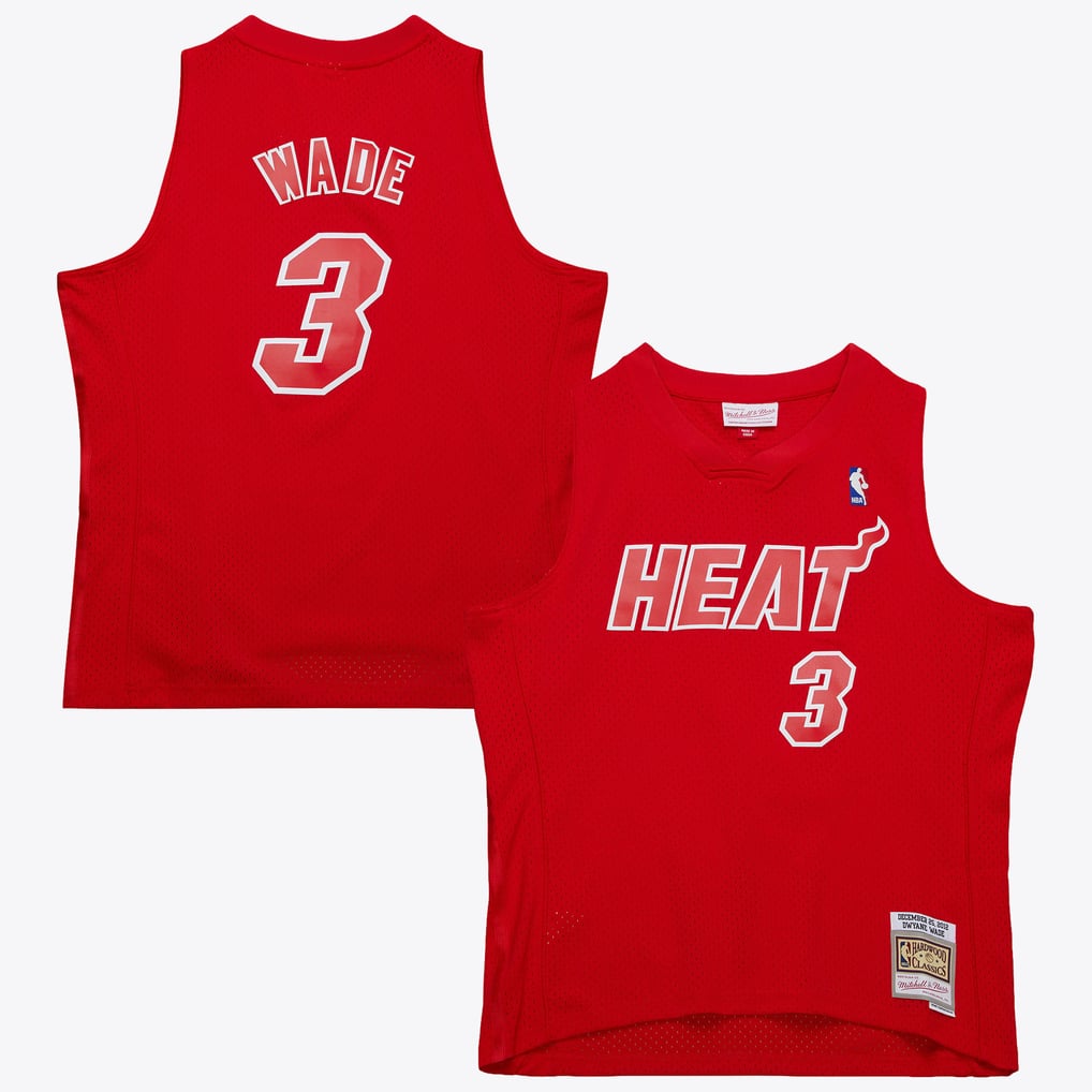 Nike nba store Mitchell & Ness Miami Heat Dwyane Wade #3 Hardwood Classics Christmas Da basketball jerseysy Swingman Jersey – Red