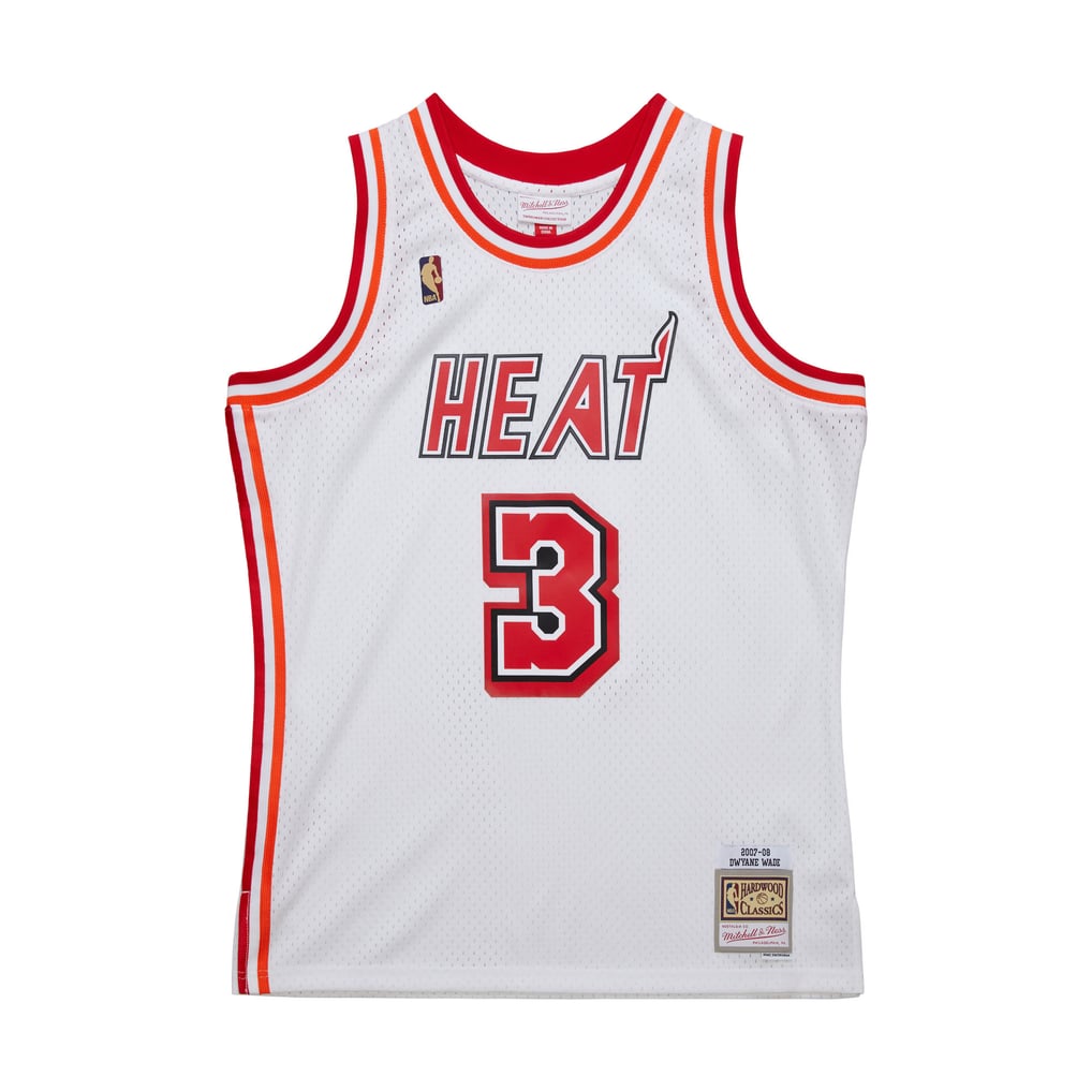 Nike nba store Mitchell & Ness Miami Heat Dwyane Wade #3 Hardwood Classics 2007-08 Swingman Jersey – White basketball jerseys